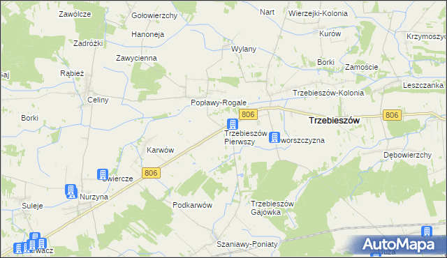 mapa Trzebieszów Pierwszy, Trzebieszów Pierwszy na mapie Targeo