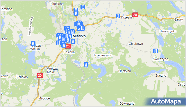 mapa Trzebieszyno, Trzebieszyno na mapie Targeo