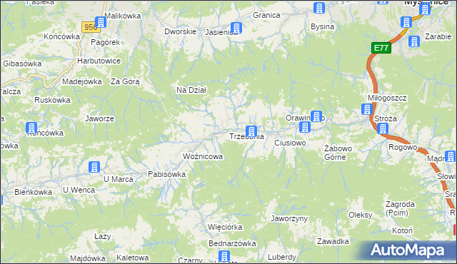 mapa Trzebunia, Trzebunia na mapie Targeo