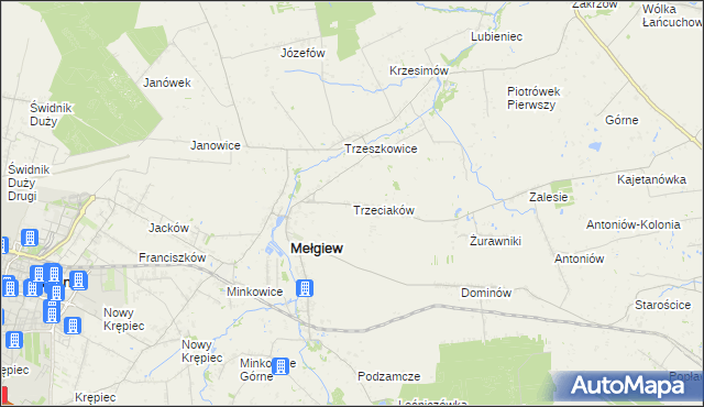 mapa Trzeciaków, Trzeciaków na mapie Targeo