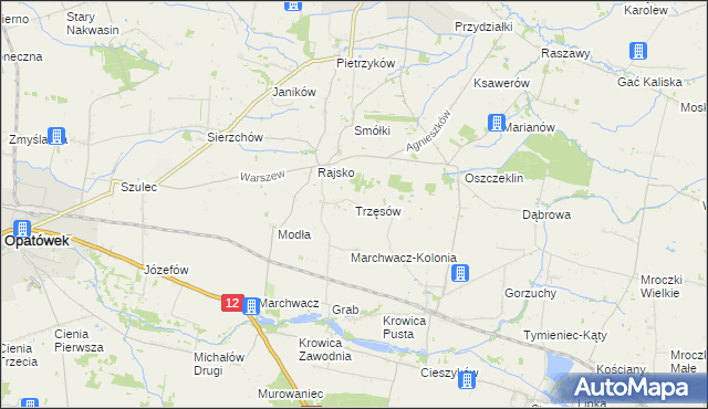 mapa Trzęsów gmina Szczytniki, Trzęsów gmina Szczytniki na mapie Targeo