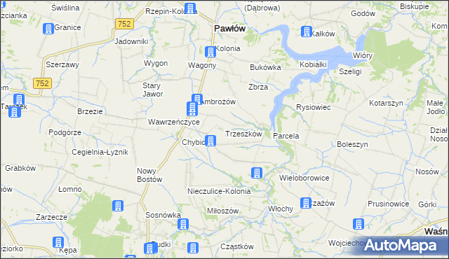 mapa Trzeszków, Trzeszków na mapie Targeo