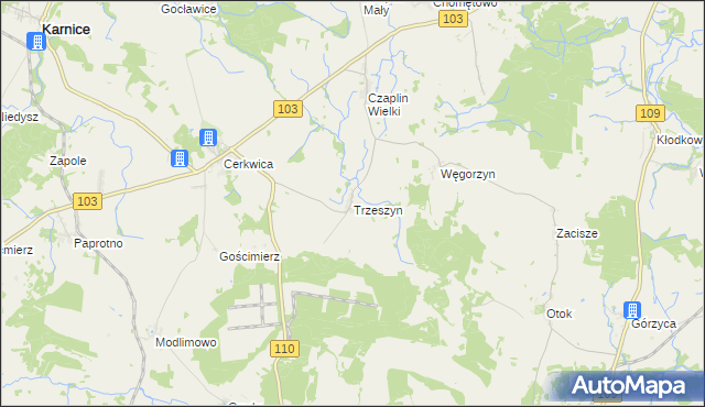 mapa Trzeszyn, Trzeszyn na mapie Targeo