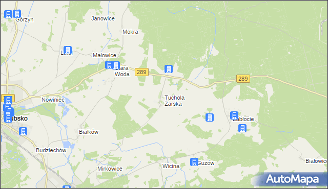 mapa Tuchola Żarska, Tuchola Żarska na mapie Targeo