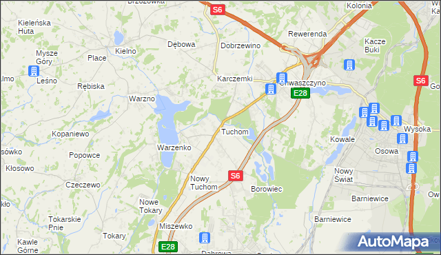 mapa Tuchom, Tuchom na mapie Targeo