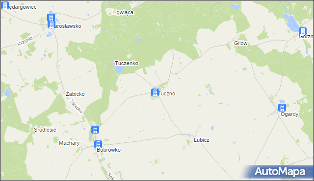 mapa Tuczno gmina Strzelce Krajeńskie, Tuczno gmina Strzelce Krajeńskie na mapie Targeo