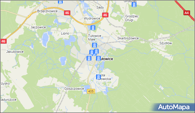 mapa Tułowice powiat opolski, Tułowice powiat opolski na mapie Targeo