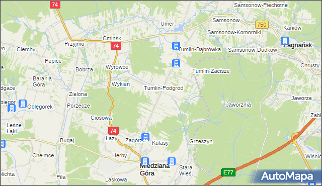 mapa Tumlin-Wykień, Tumlin-Wykień na mapie Targeo