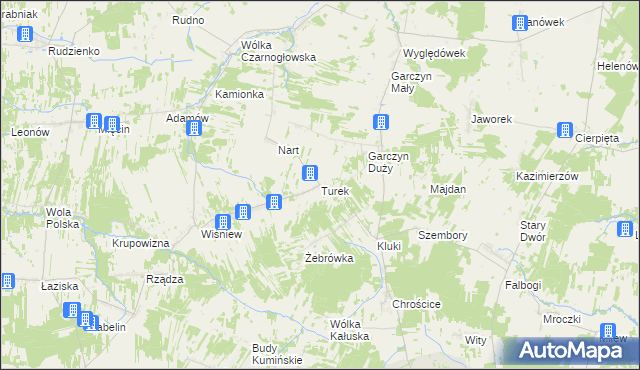 mapa Turek gmina Jakubów, Turek gmina Jakubów na mapie Targeo