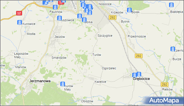 mapa Turów gmina Głogów, Turów gmina Głogów na mapie Targeo