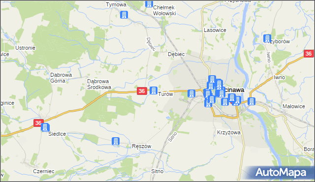 mapa Turów gmina Ścinawa, Turów gmina Ścinawa na mapie Targeo