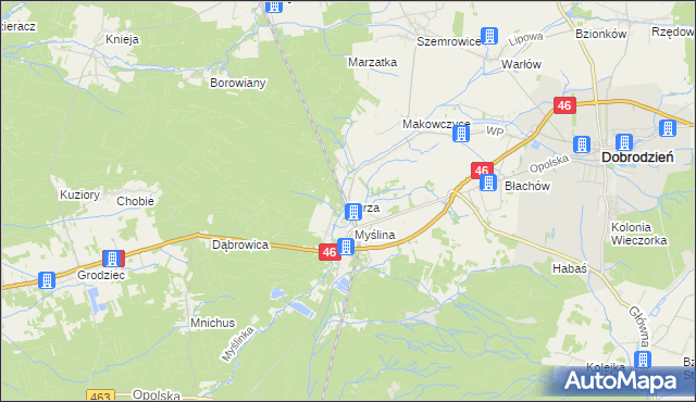 mapa Turza gmina Dobrodzień, Turza gmina Dobrodzień na mapie Targeo