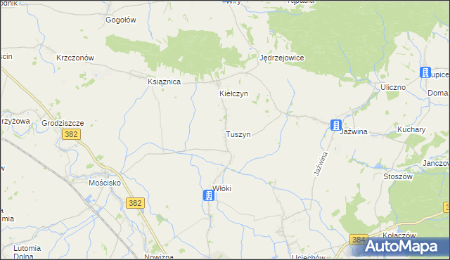 mapa Tuszyn gmina Dzierżoniów, Tuszyn gmina Dzierżoniów na mapie Targeo