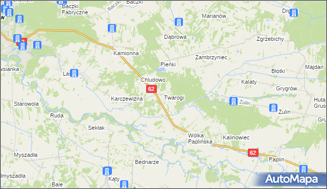 mapa Twarogi gmina Łochów, Twarogi gmina Łochów na mapie Targeo