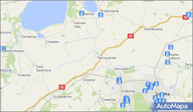 mapa Tworzyjanów, Tworzyjanów na mapie Targeo