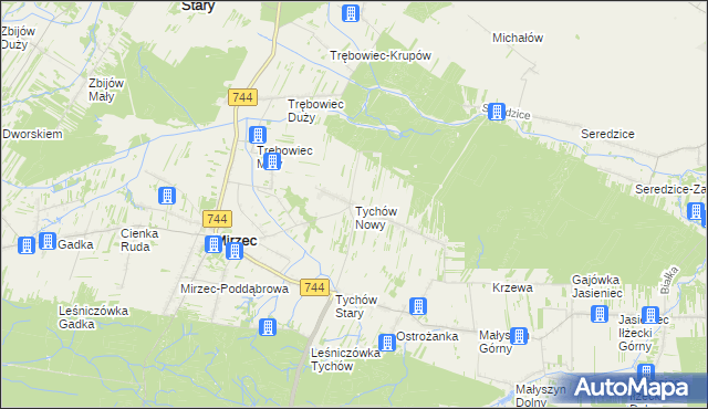 mapa Tychów Nowy, Tychów Nowy na mapie Targeo