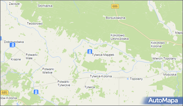 mapa Tylwica-Majątek, Tylwica-Majątek na mapie Targeo