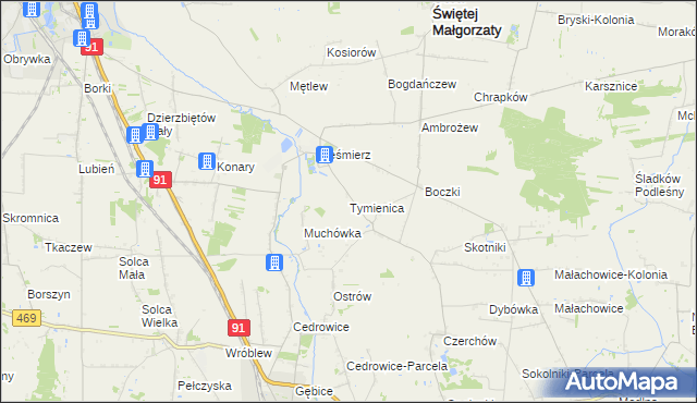 mapa Tymienica, Tymienica na mapie Targeo