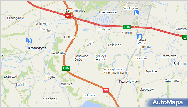 mapa Tyńczyk Legnicki, Tyńczyk Legnicki na mapie Targeo