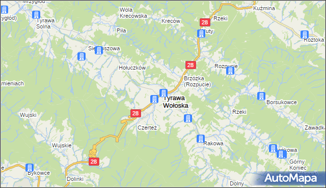 mapa Tyrawa Wołoska, Tyrawa Wołoska na mapie Targeo