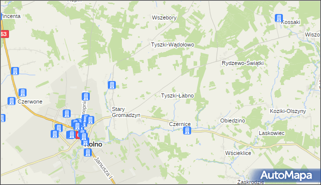 mapa Tyszki-Łabno, Tyszki-Łabno na mapie Targeo