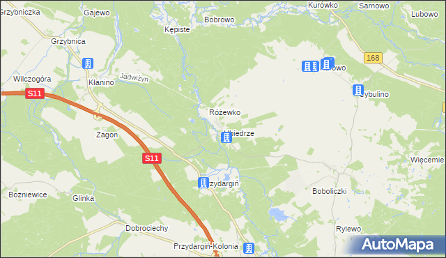 mapa Ubiedrze, Ubiedrze na mapie Targeo