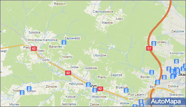 mapa Ubyszów, Ubyszów na mapie Targeo