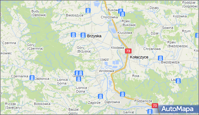 mapa Ujazd gmina Brzyska, Ujazd gmina Brzyska na mapie Targeo