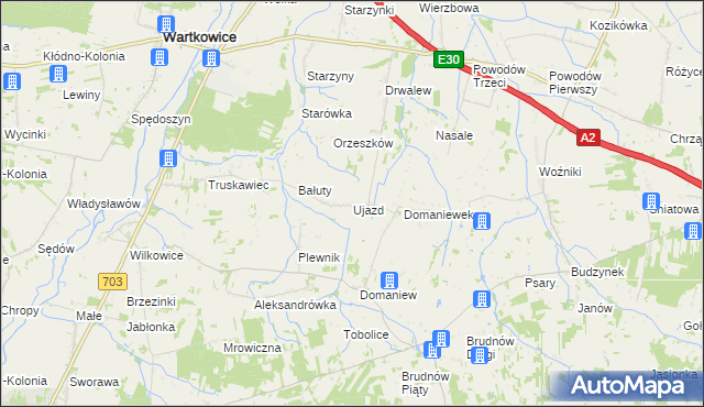 mapa Ujazd gmina Wartkowice, Ujazd gmina Wartkowice na mapie Targeo