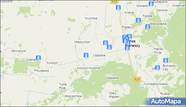 mapa Ujazdów gmina Hańsk, Ujazdów gmina Hańsk na mapie Targeo