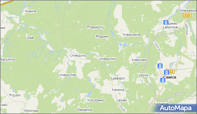 mapa Unieszynko, Unieszynko na mapie Targeo