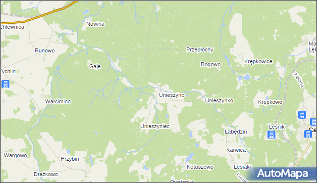 mapa Unieszyno, Unieszyno na mapie Targeo