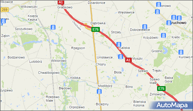 mapa Unisławice, Unisławice na mapie Targeo