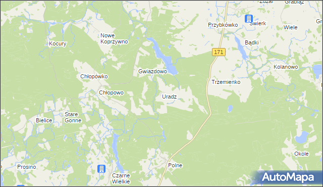 mapa Uradz, Uradz na mapie Targeo