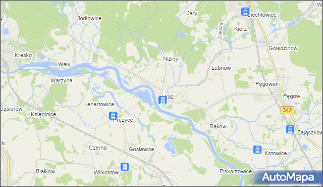 mapa Uraz gmina Oborniki Śląskie, Uraz gmina Oborniki Śląskie na mapie Targeo