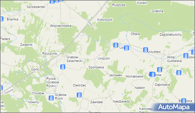 mapa Urszulin gmina Nowodwór, Urszulin gmina Nowodwór na mapie Targeo