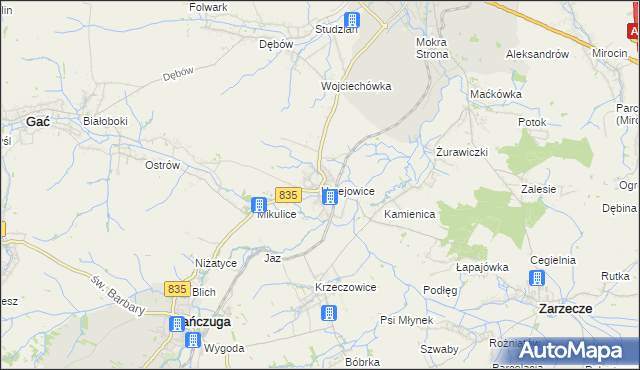 mapa Urzejowice, Urzejowice na mapie Targeo