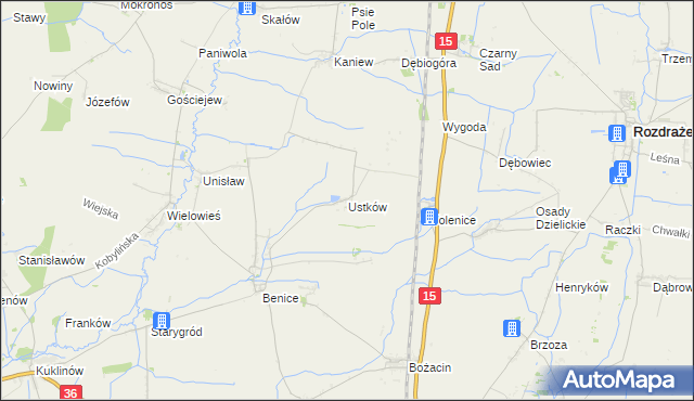 mapa Ustków gmina Krotoszyn, Ustków gmina Krotoszyn na mapie Targeo