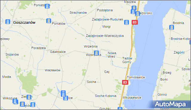 mapa Ustków gmina Warta, Ustków gmina Warta na mapie Targeo