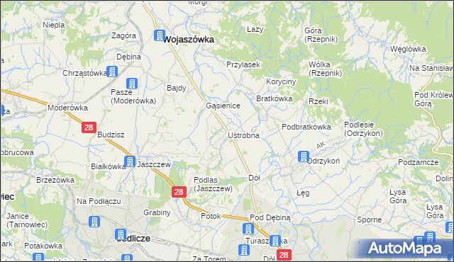 mapa Ustrobna, Ustrobna na mapie Targeo
