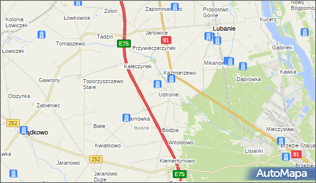 mapa Ustronie gmina Lubanie, Ustronie gmina Lubanie na mapie Targeo