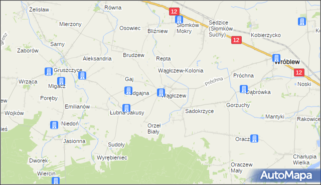 mapa Wągłczew, Wągłczew na mapie Targeo