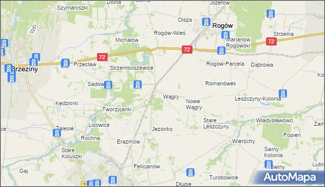 mapa Wągry, Wągry na mapie Targeo