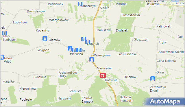 mapa Walentynów gmina Lipsko, Walentynów gmina Lipsko na mapie Targeo