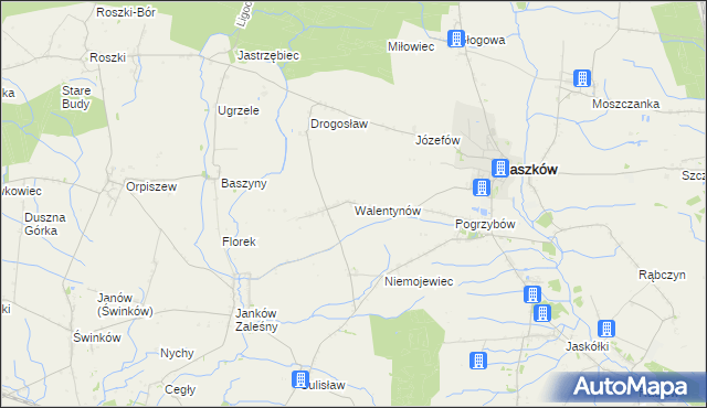 mapa Walentynów gmina Raszków, Walentynów gmina Raszków na mapie Targeo