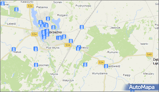 mapa Wałycz, Wałycz na mapie Targeo