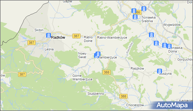 mapa Wambierzyce, Wambierzyce na mapie Targeo