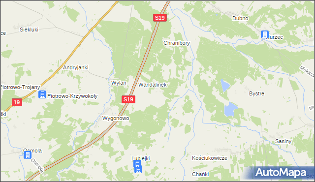 mapa Wandalin gmina Boćki, Wandalin gmina Boćki na mapie Targeo