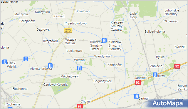 mapa Wandynów gmina Koło, Wandynów gmina Koło na mapie Targeo