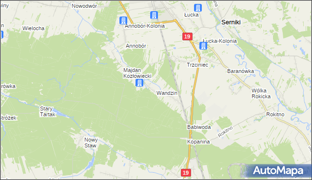 mapa Wandzin gmina Lubartów, Wandzin gmina Lubartów na mapie Targeo